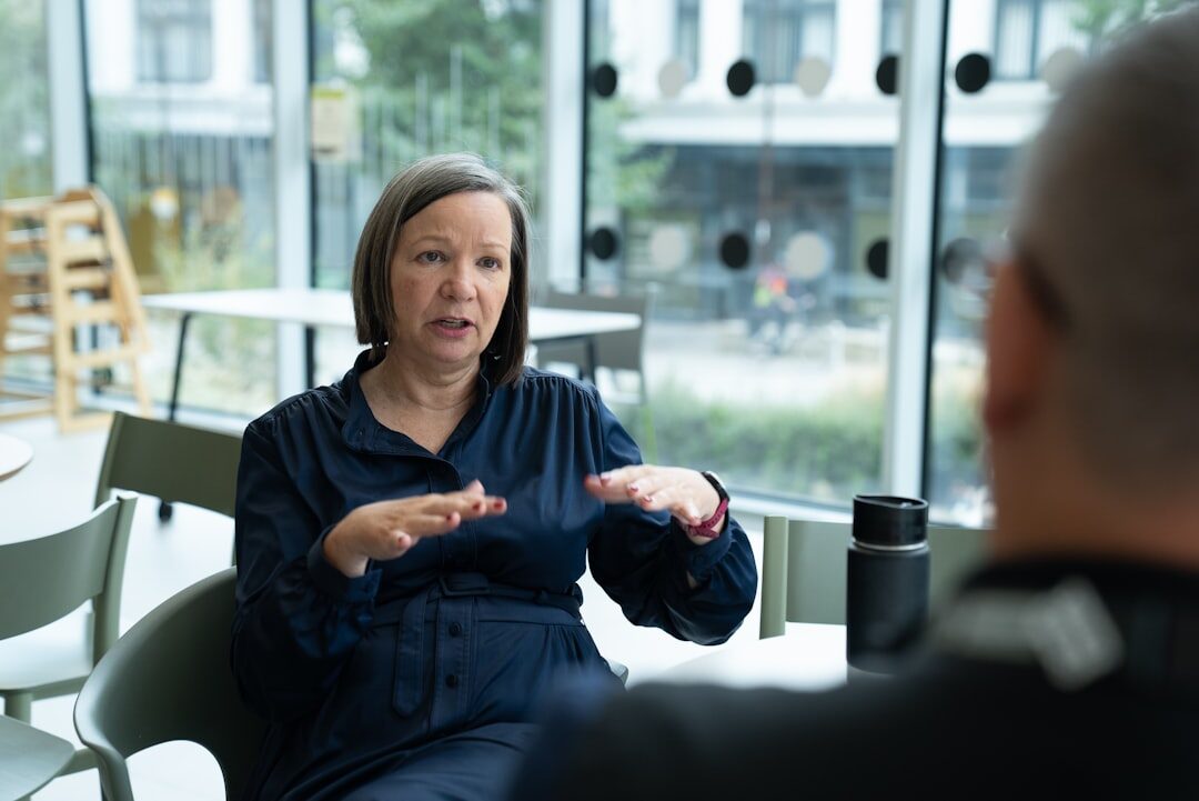 business leader giving interview