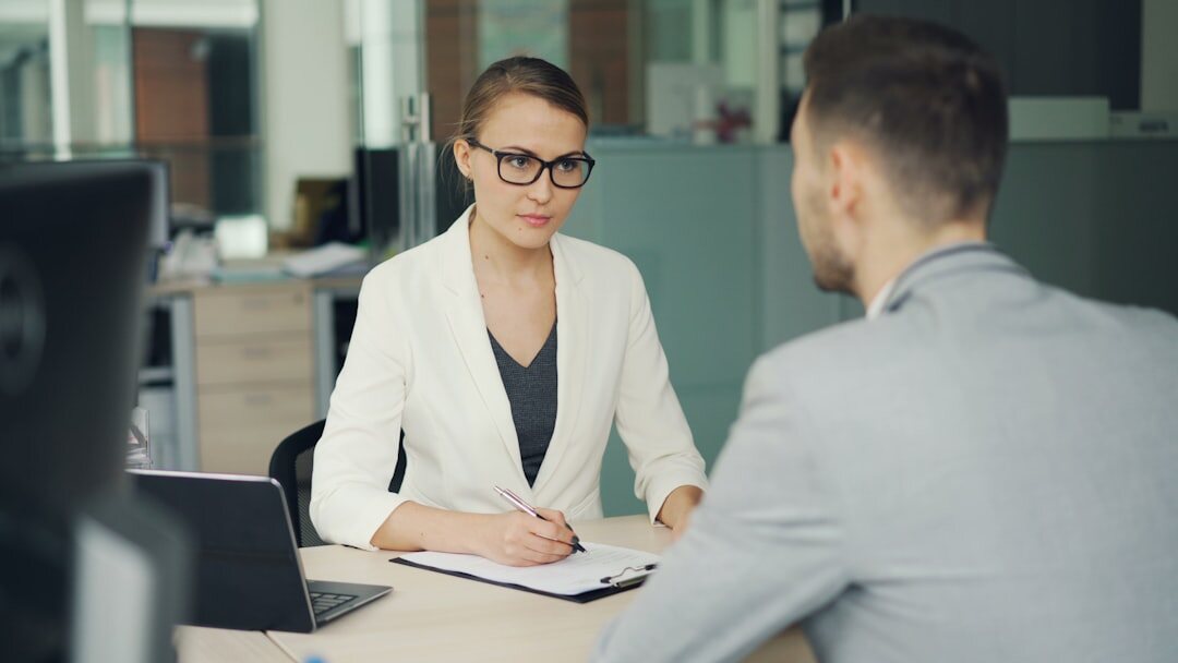 confident woman in interview
