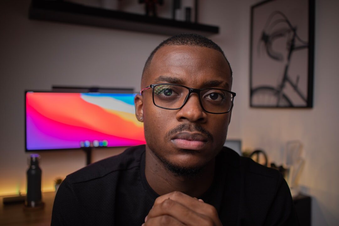 person maintaining eye contact on video